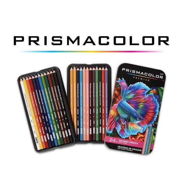 NEW Prismacolor Premier Colored Pencils Soft Core 24 Pack Art Supplies in a Tin - Picture 1 of 15